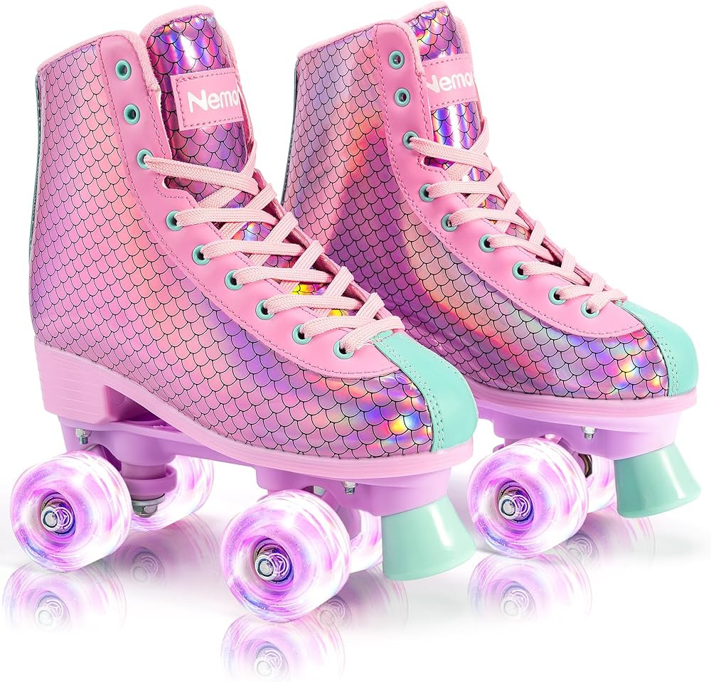 Roller Skates for Girls, Women Roller Skates with Light up Wheels, Classic Shiny Mermaid Rollersk... | Amazon (US)