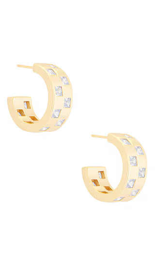 Checkered Wide Earring in 14k Yellow Gold Plated | Revolve Clothing (Global)
