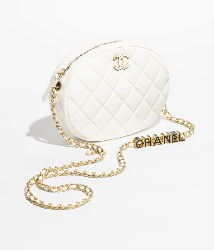 Mini Camera Case

            
		Lambskin, Lacquer & Gold-Tone Metal
	
		White | Chanel, Inc. (US)