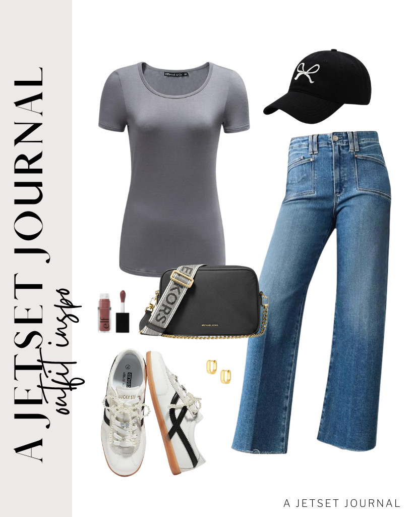 Keeping the top incredibly simple allows the accessories to have their absolute moment. A simple gray shirt and classic blue jeans from Astylish is a great combination. You can style it with a Michael Kors crossbody bag plus a black baseball cap. Finish the look with a quick lip oil touch-up and chunky hoop earrings for a polished, relaxed day out.

#LTKSeasonal #LTKSaleAlert #LTKTravel 

 