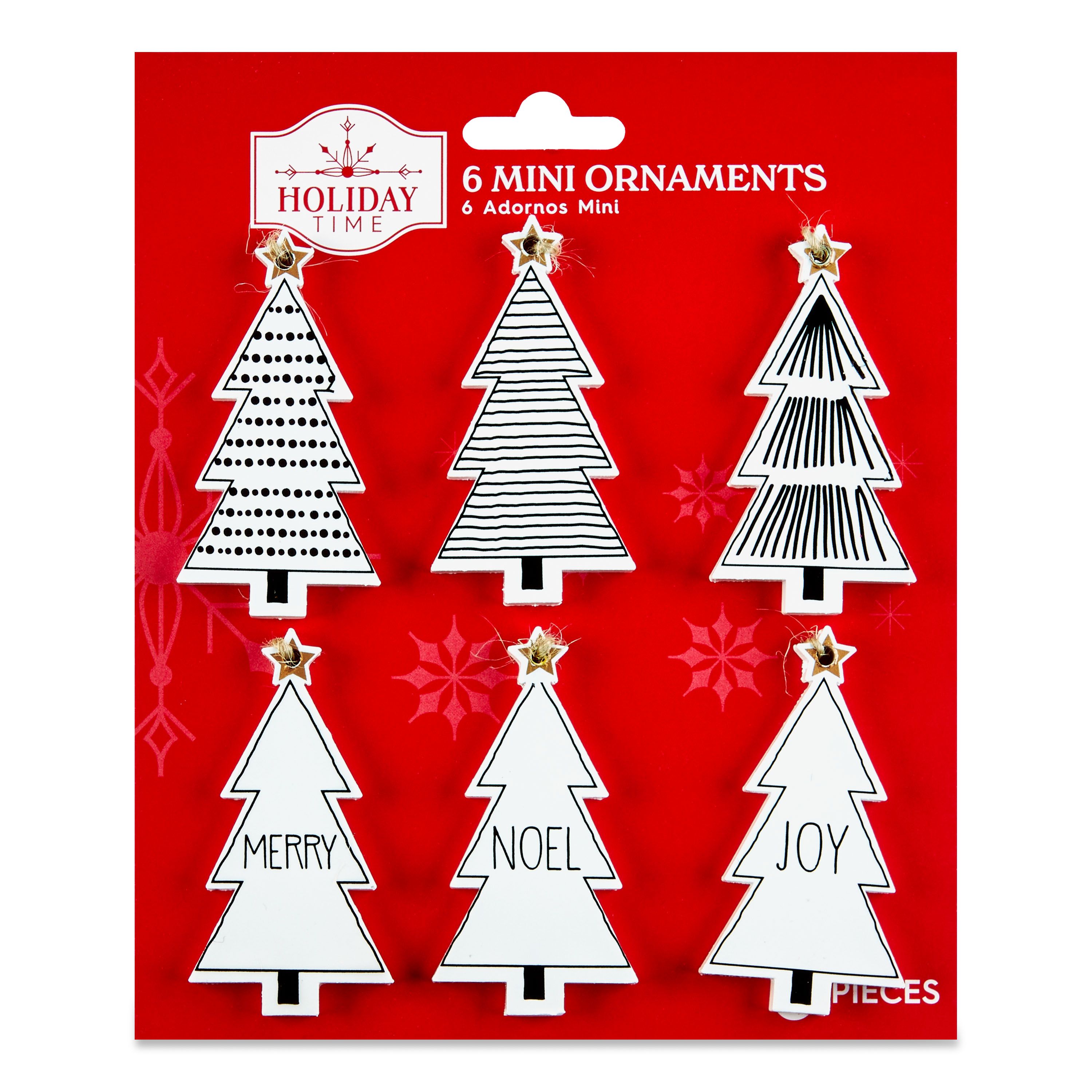 Holiday Time Christmas Tree Mini Ornaments, Set of 6 - Walmart.com | Walmart (US)