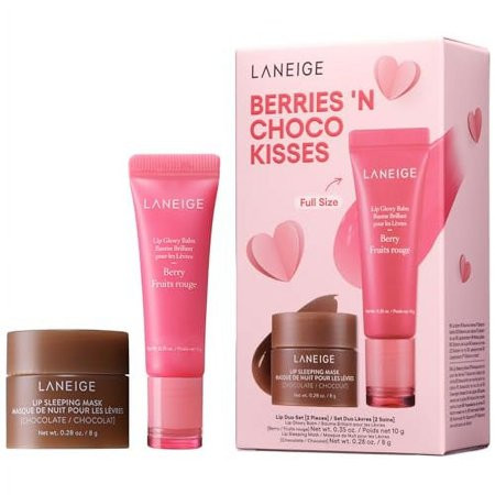 LANEIGE Berries N Choco Kisses Set: Lip Glowy Balm Berry (Full Sized) & Chocolate (Travel Sized) Hydrate Nourish | Walmart (US)
