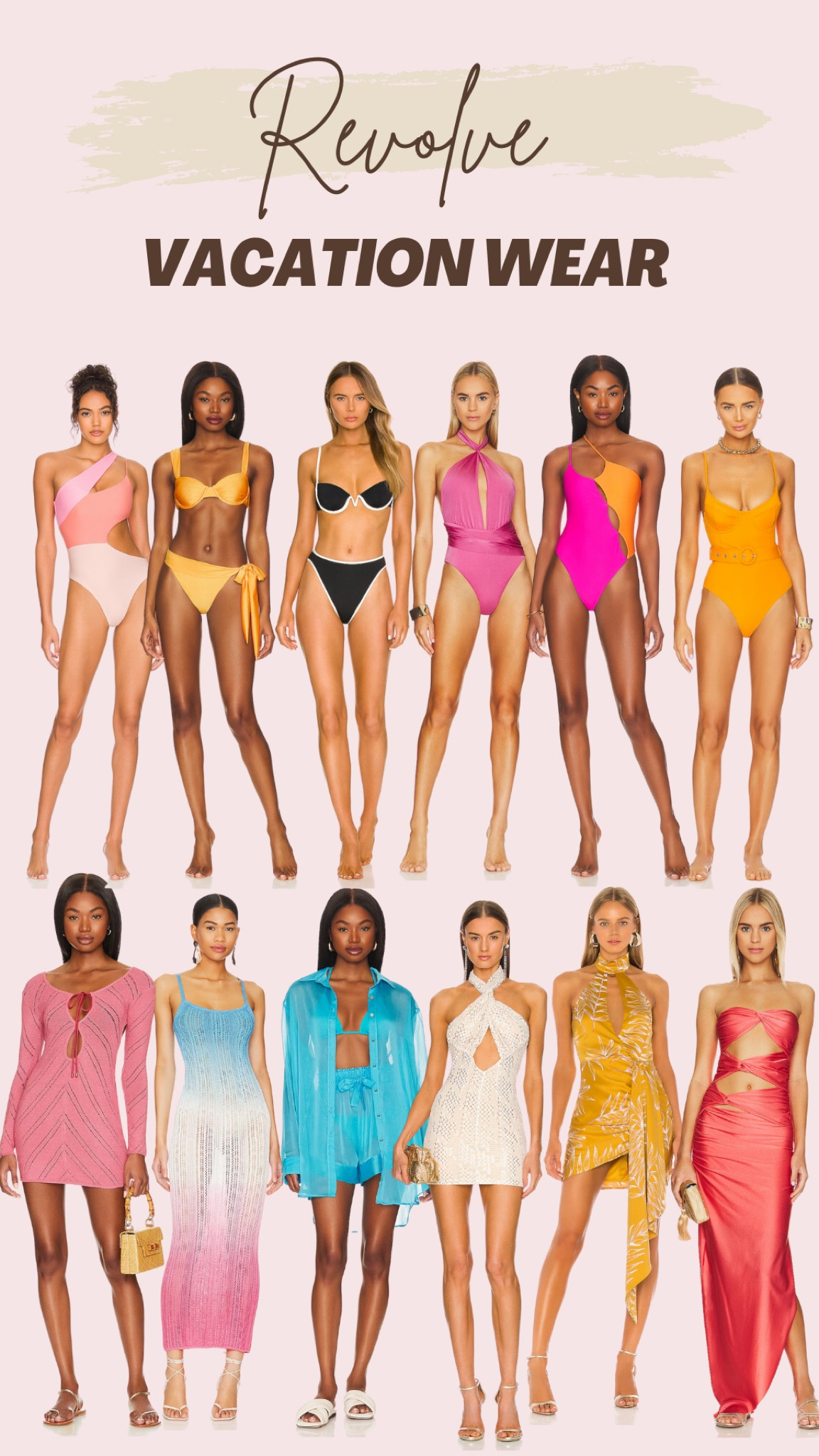 Revolve swimwear, swimsuits, vacation wear, one piece swimsuit, two piece swimsuit, high rise swimsuit, cover up, beach look, beach wear outfit, Mexico outfits, summer style, summer fashion 

#LTKswim #LTKtravel #LTKSeasonal