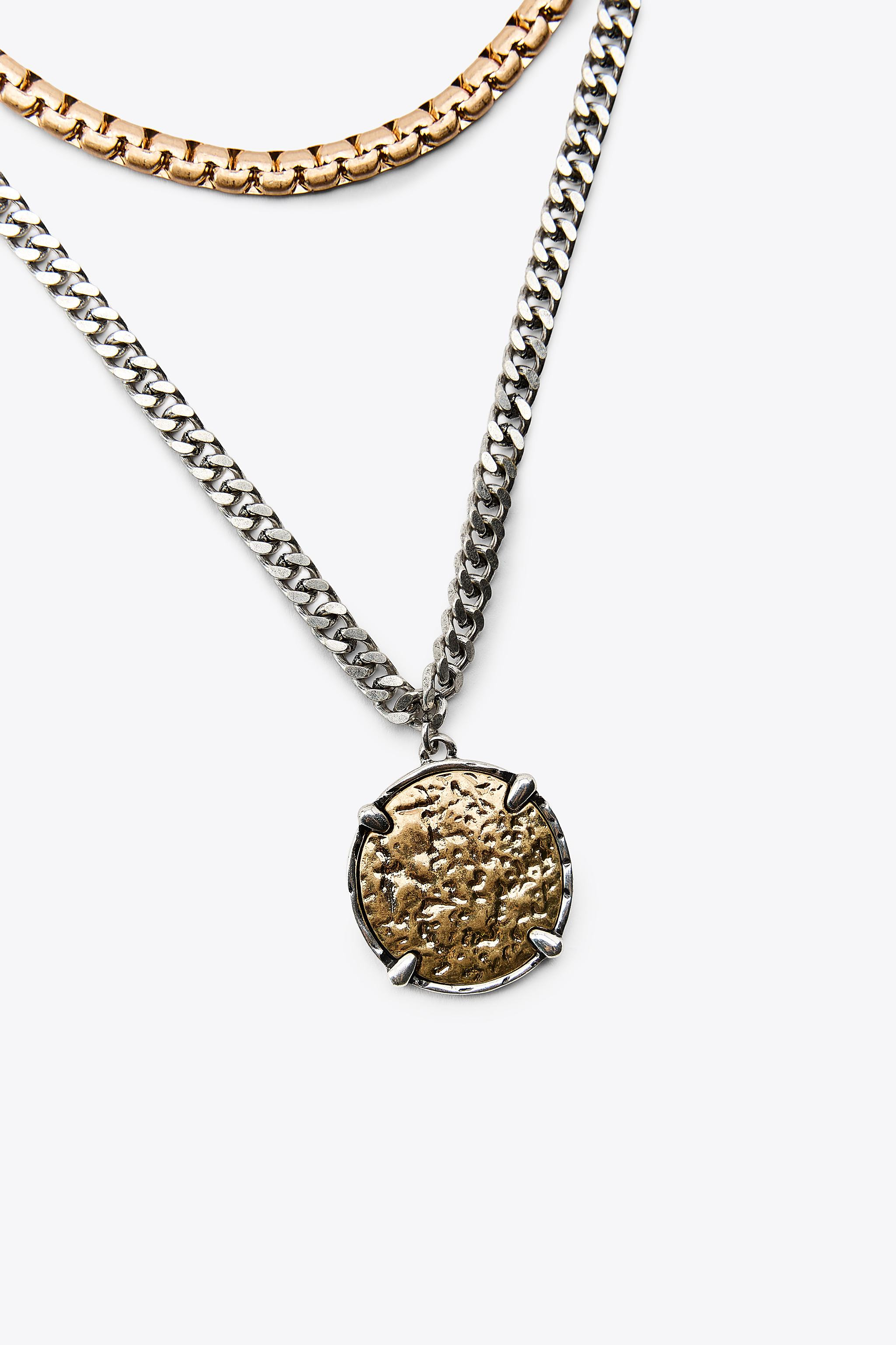 4-PACK OF METAL NECKLACES WITH COMBINED MEDALLIONS | Zara US