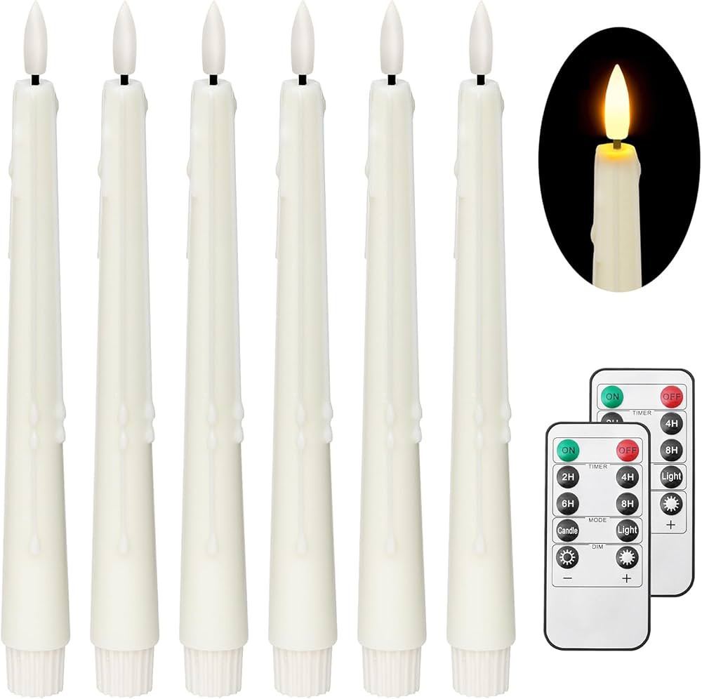 Stmarry Ivory Real Wax LED Flameless Taper Candles with Remote and Timer, 9.65 Inch Flameless Can... | Amazon (US)