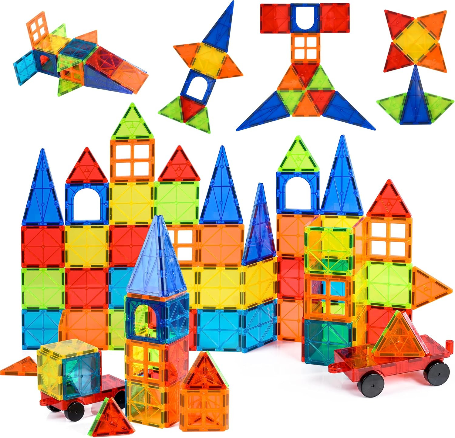 Nutty Toys Magnetic Tiles & Car Set, STEM Educational Magnet Building Blocks Top Kids Toddler Act... | Amazon (US)