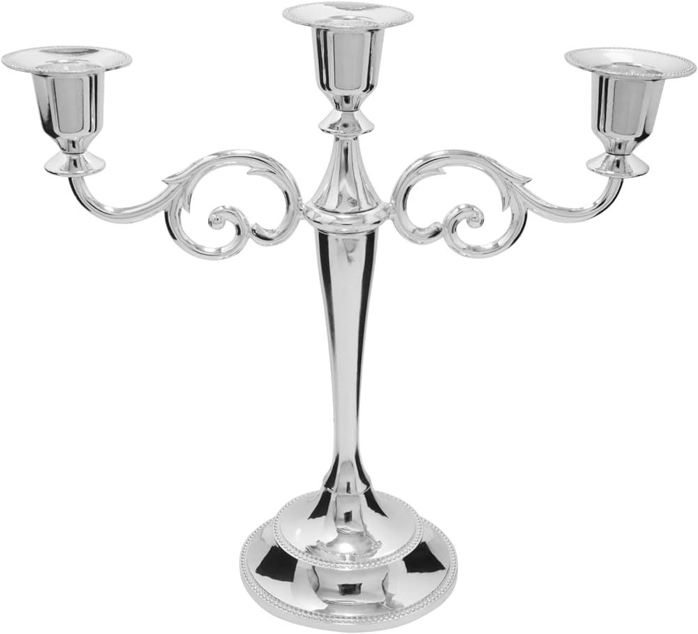 3 Candle Metal Candelabra Candlesticks Holder for Formal Events, Wedding, Church, Holiday Décor,... | Amazon (US)