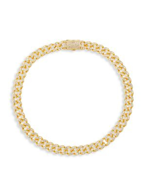 Eye Candy LA Etienne 14K Goldplated &amp; Cubic Zirconia Cuban Link Collar Necklace on SALE | Sak... | Saks Fifth Avenue OFF 5TH