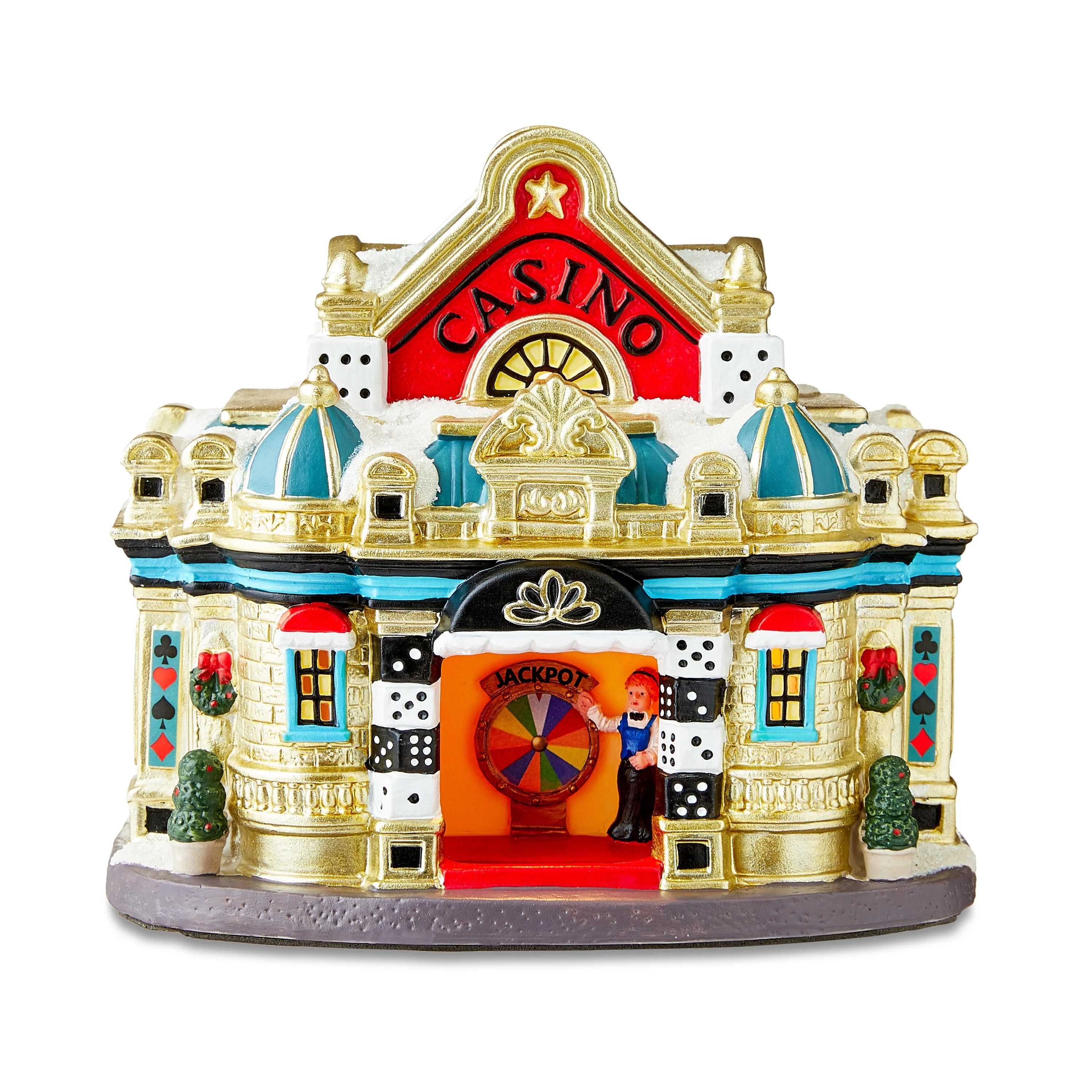 Light up Christmas Village Multi-Color Porcelain House Casino, 8.25"x7"x5.875",Holiday Time | Walmart (US)
