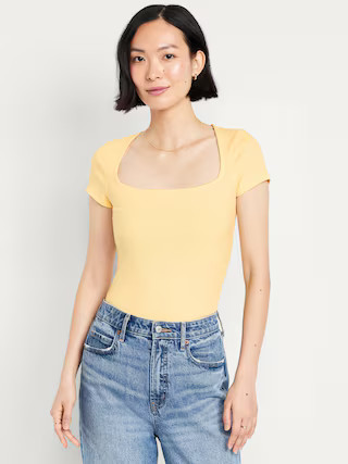 Ribbed Square-Neck T-Shirt | Old Navy (US)