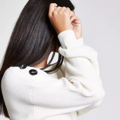 White rib V neck bodysuit | River Island (UK & IE)