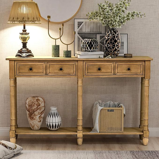 58 inch Long Sofa Console Table,JULYFOX 11 inch Slim Hallway Table with Storage Drawers and Shelf... | Amazon (US)