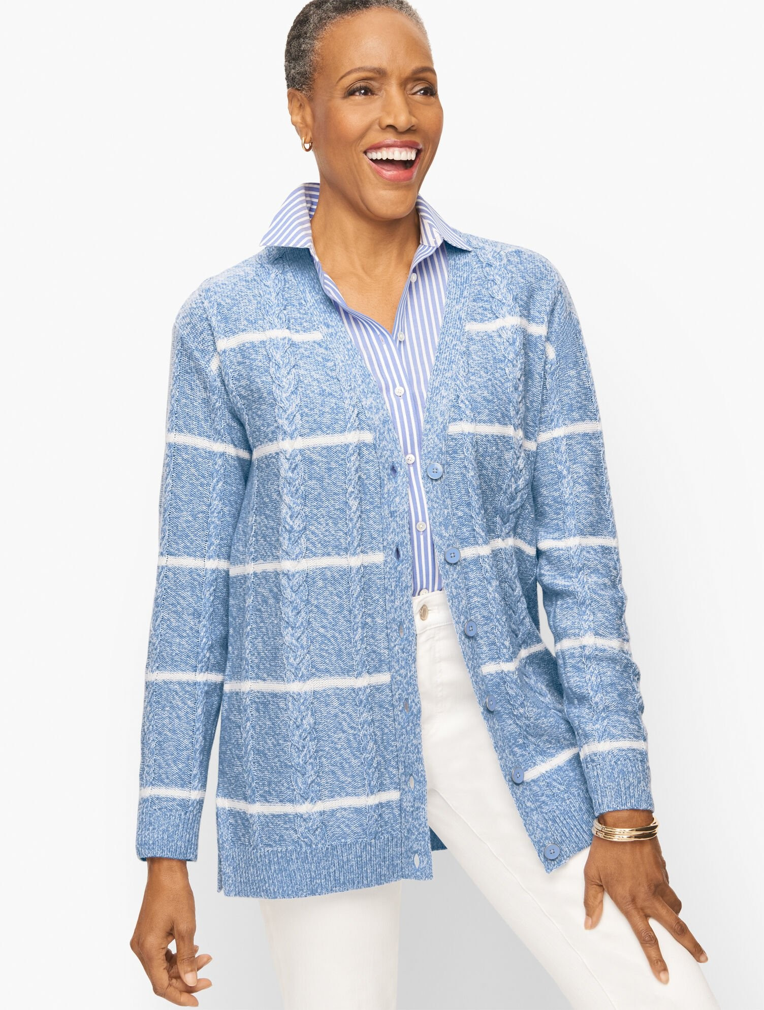 Girlfriend Cardigan - Marled Stripe | Talbots