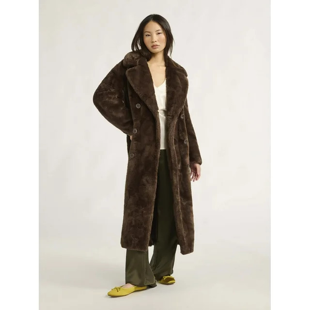 Scoop Women's Faux Fur Oversized Maxi Coat, Sizes XS-XXL - Walmart.com | Walmart (US)