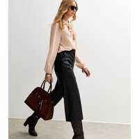 Women's Black Faux Leather Culotte Trousers New Look | New Look (UK)
