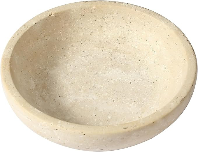 Marble Bowl Decorative, 7.8’’ Entryway Travertine Bowl For Keys Fruit Candy Jewelry, Natural ... | Amazon (US)