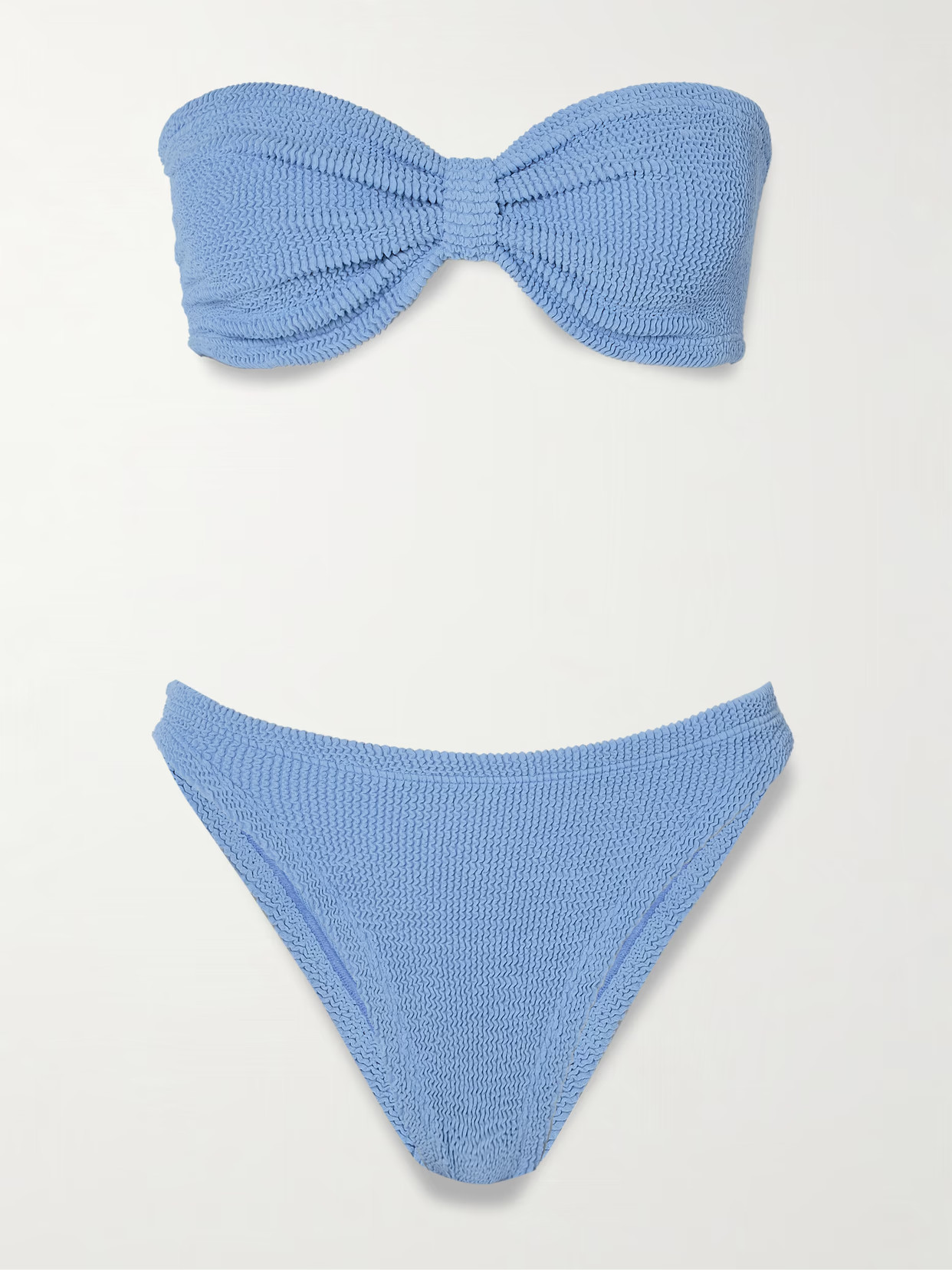Hunza G - Jean Seersucker Bandeau Bikini - Blue | NET-A-PORTER (UK & EU)