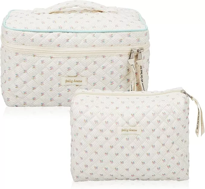  Juoxeepy Cotton Makeup Bag Large Travel Cosmetic Bag