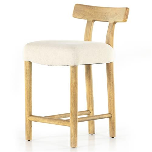 Bojana Rustic Lodge White Performance Burnished Brown Wood Counter Stool | Kathy Kuo Home