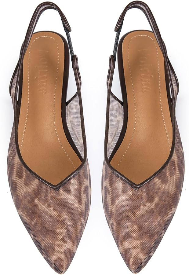 Mesh Slingback Ballet Flats Shoes for Women Pointed Toe Slip On Low Heels Casual Work Comfortable... | Amazon (US)