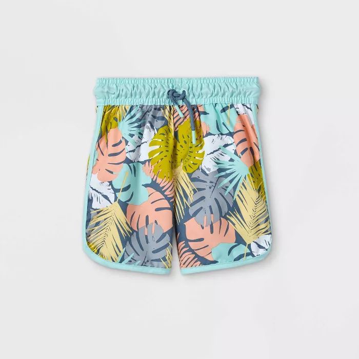 Toddler Boys' Leaf Print Swim Trunks - Cat & Jack™ Gray | Target