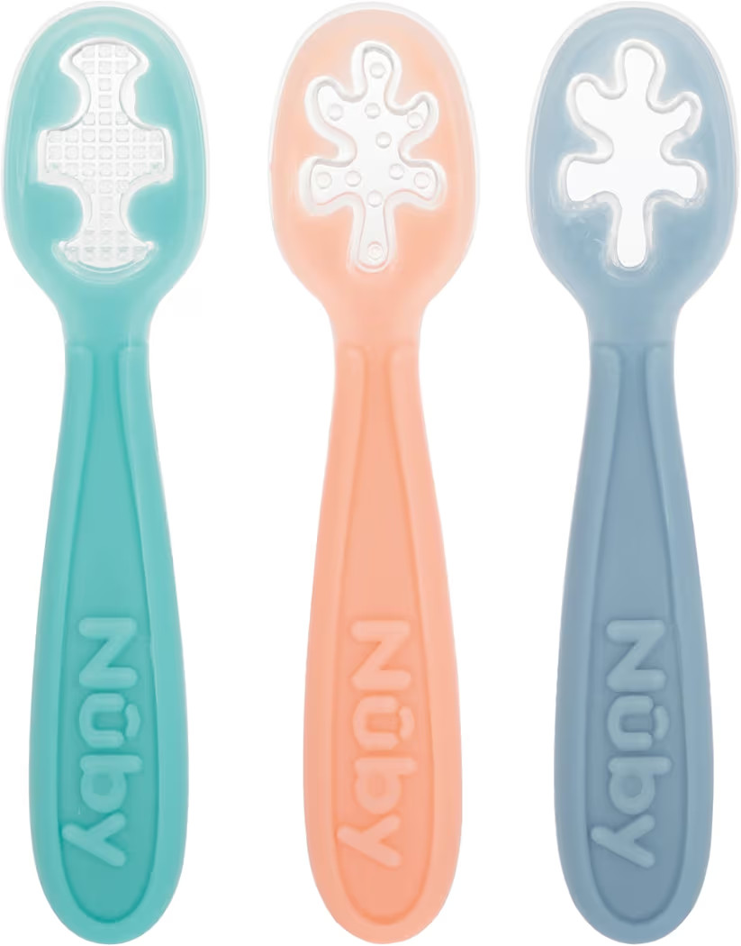 Nuby 3-Stage Baby's First Spoons Set - 3 Pack - 6+ Months - Baby Spoons with Easy Grip Handle - P... | Amazon (US)