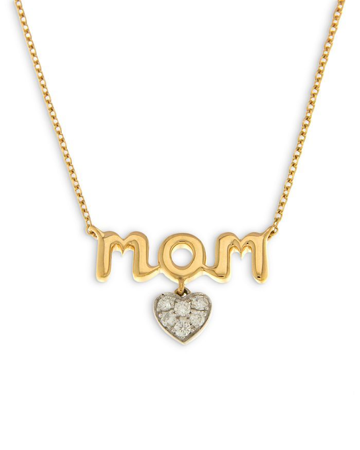 Diamond Heart Mom Pendant Necklace in 14K Yellow & White Gold 17", 0.07 ct. t.w. - 100% Exclusive | Bloomingdale's (US)