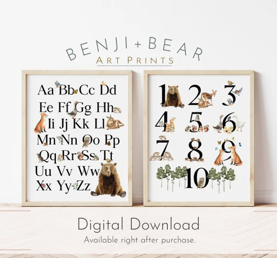 Alphabet Art Print Numbers Print Educational Poster | Etsy | Etsy (US)