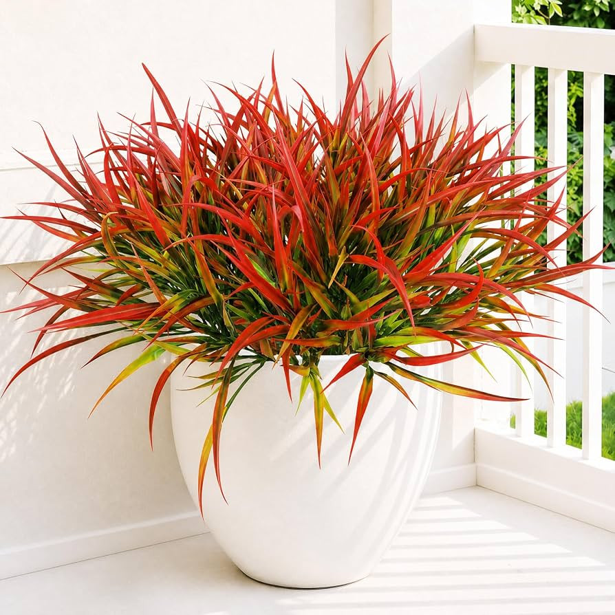 Uieke 12 Bundles Artificial Outdoor Plants UV Resistant Fake Grass Plants Faux Plastic Plants Gre... | Amazon (US)