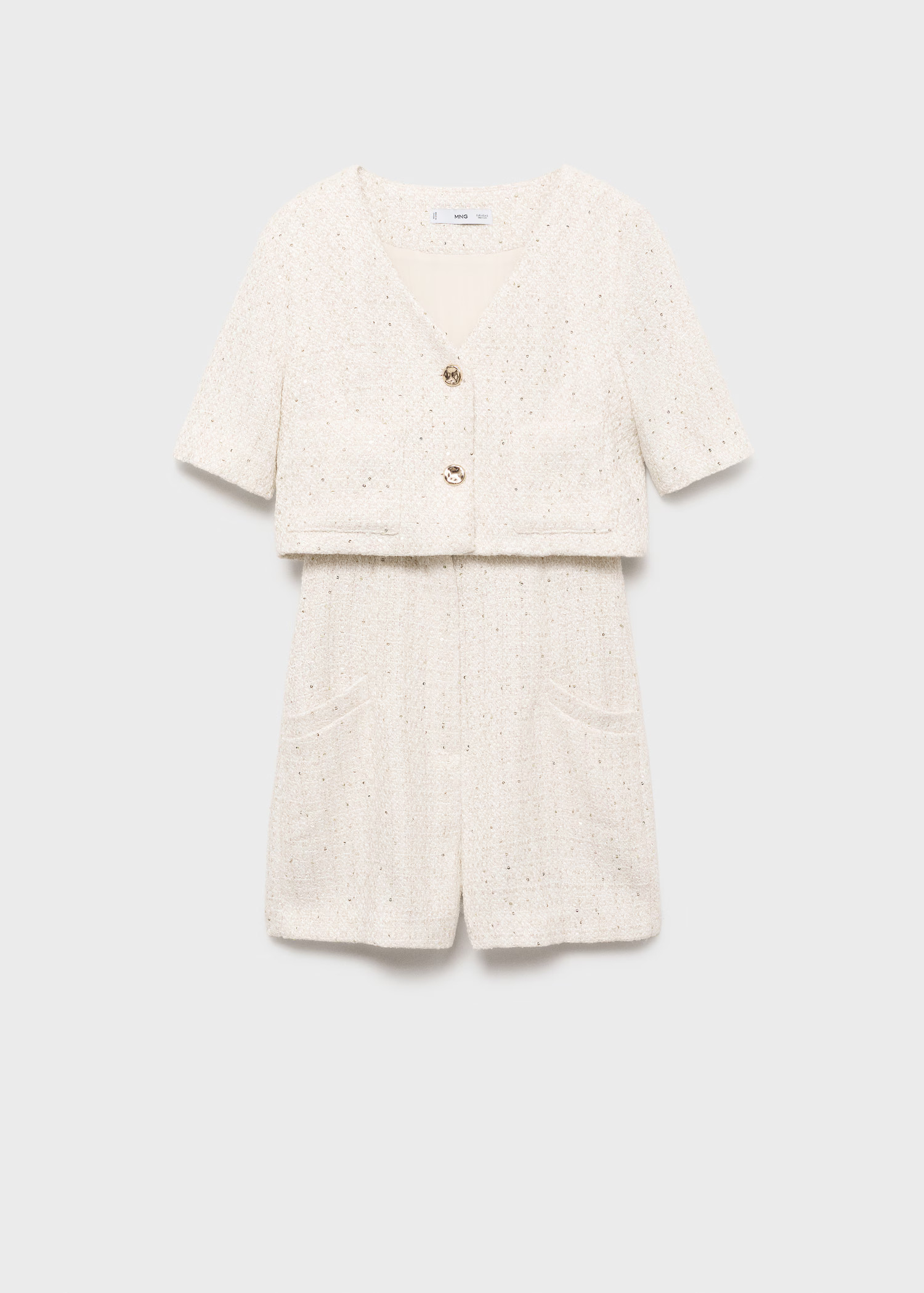 Short-sleeved tweed jumpsuit | MANGO (UK)