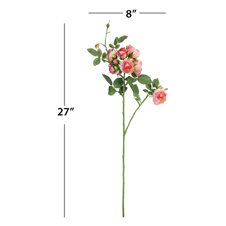 27-inch Artificial Silk Pink Mini Cabbage Roses Mixed Long Stem, for Indoor Use, by Mainstays - W... | Walmart (US)