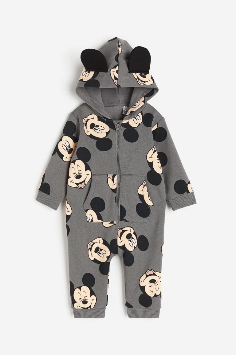 Printed Sweatshirt Jumpsuit - Dark gray/Mickey Mouse - Kids | H&M US | H&M (US + CA)