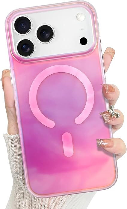 Magnetic for iPhone 17 Pro Max Case for Women Girls Stylish Colorful Iridescent Phone Case Compat... | Amazon (US)