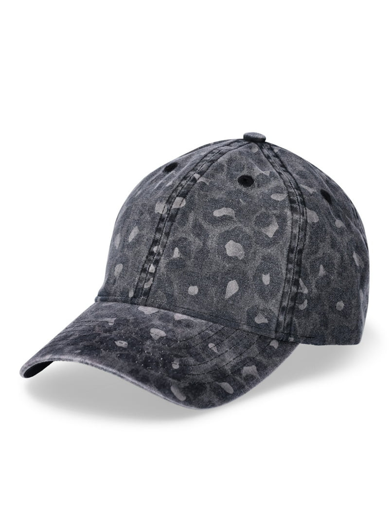 Time and Tru Women's Cotton Twill Black Leopard Baseball Hat, Black | Walmart (US)