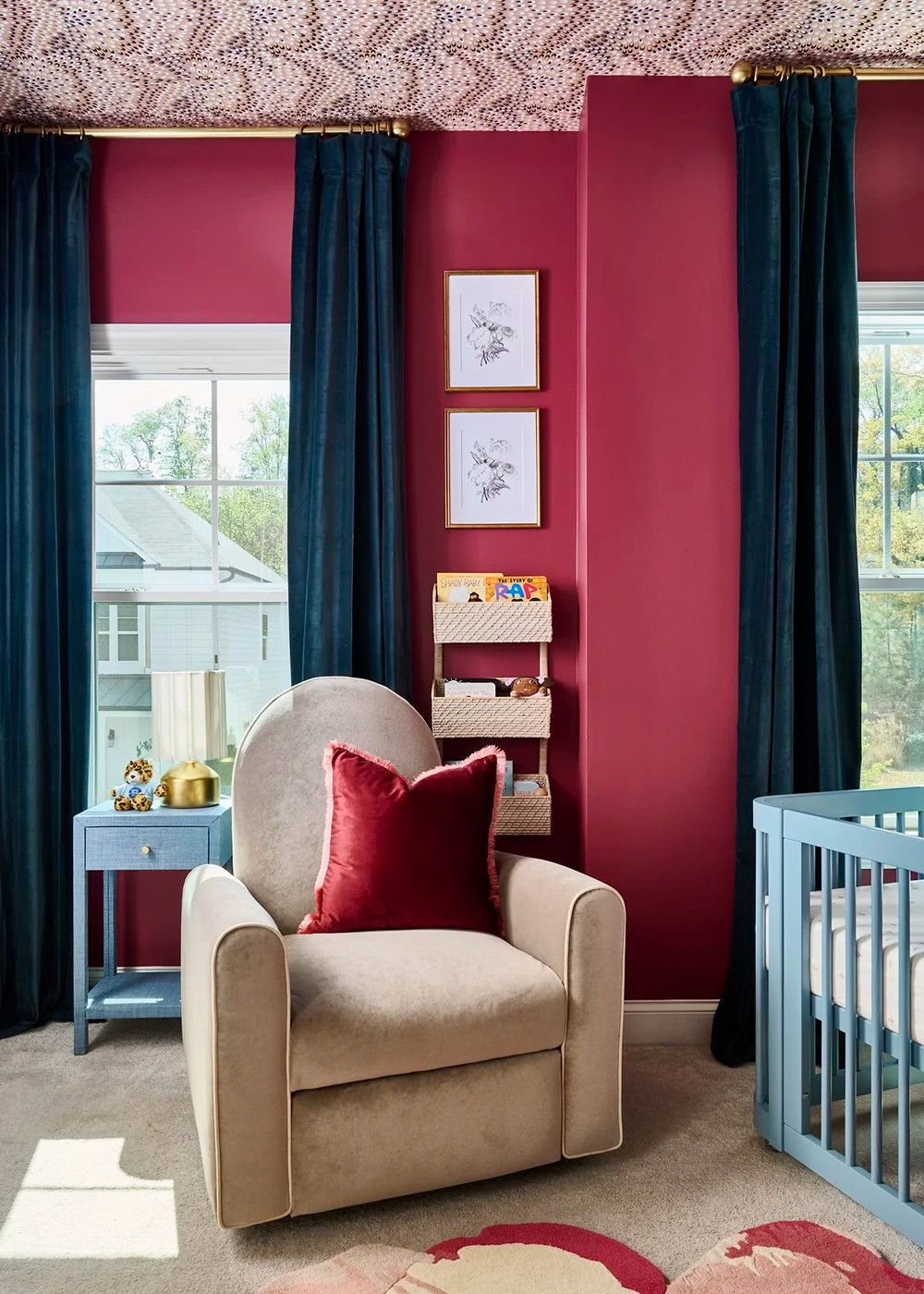 #FeaturedFriday ✨ This cozy nursery corner proves that the smallest details make the biggest impact. From rich jewel-toned walls and patterned wallpaper to a plush swivel glider, every layer was chosen to create a warm, timeless space for making memories.

#FeaturedFriday #NurseryDesign #SoulfulMaximalism #ColorfulInteriors #InteriorDesign 

 #LTKHome