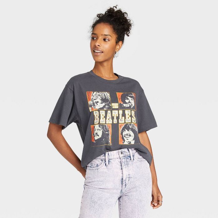 Women's 'The Beatles' Oversized Lounge T-Shirt - Vintage Black | Target