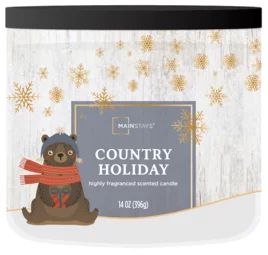 Mainstays Bear Wrapped 3-Wicked Scented Country Holiday Candle, 14-Ounce | Walmart (US)