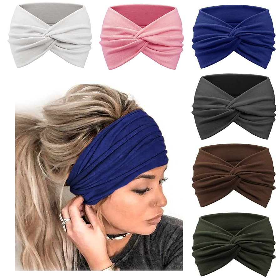 Extra Wide Headbands for Women Large Turban Headband Non Slip Boho Elastic Hairband Hair Twisted ... | Amazon (US)