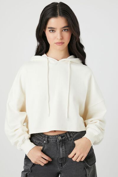 Cropped French Terry Hoodie | Forever 21