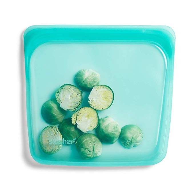 Stasher 100% Silicone Reusable Food Bag, Sandwich Storage Size, 7-inch (15-ounce), Aqua | Amazon (US)