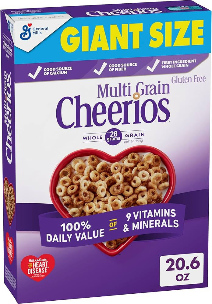 Multi Grain Cheerios, Heart Healthy Breakfast Cereal, Gluten Free, Giant Size, 20.6 oz | Amazon (US)