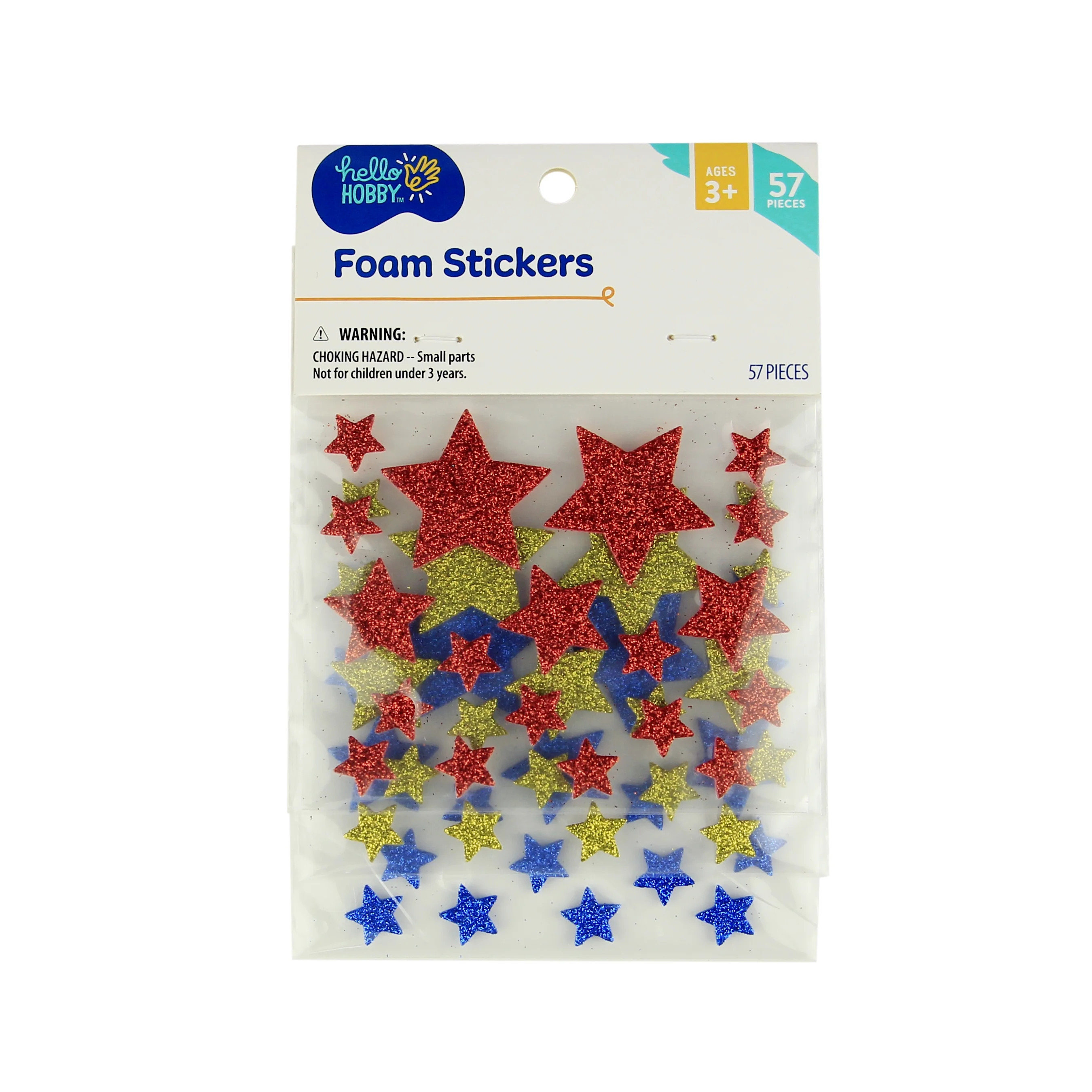 Hello Hobby Multicolor Foam Glitter Star Stickers, 57 Piece 4.5 x 0.28 x 6.75 - Walmart.com | Walmart (US)