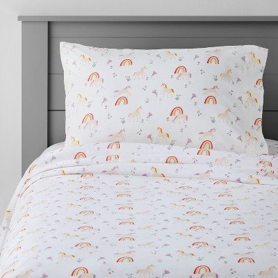 Full Unicorn Cotton Kids' Sheet Set - Pillowfort™: Full Size, Unicorn Bedding, Toddler Bedding, OEKO-TEX Certified | Target