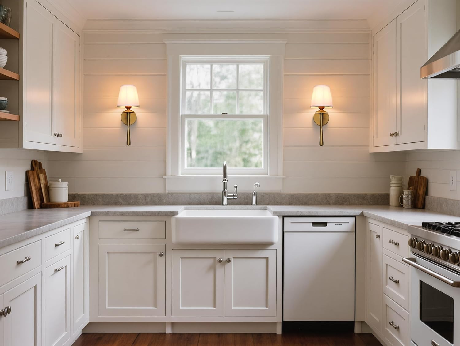 Yosoan Brass Gold Retro Boho White Fabric Wall Sconce Set of 2, Vintage Industrial Antique Indoor... | Amazon (US)