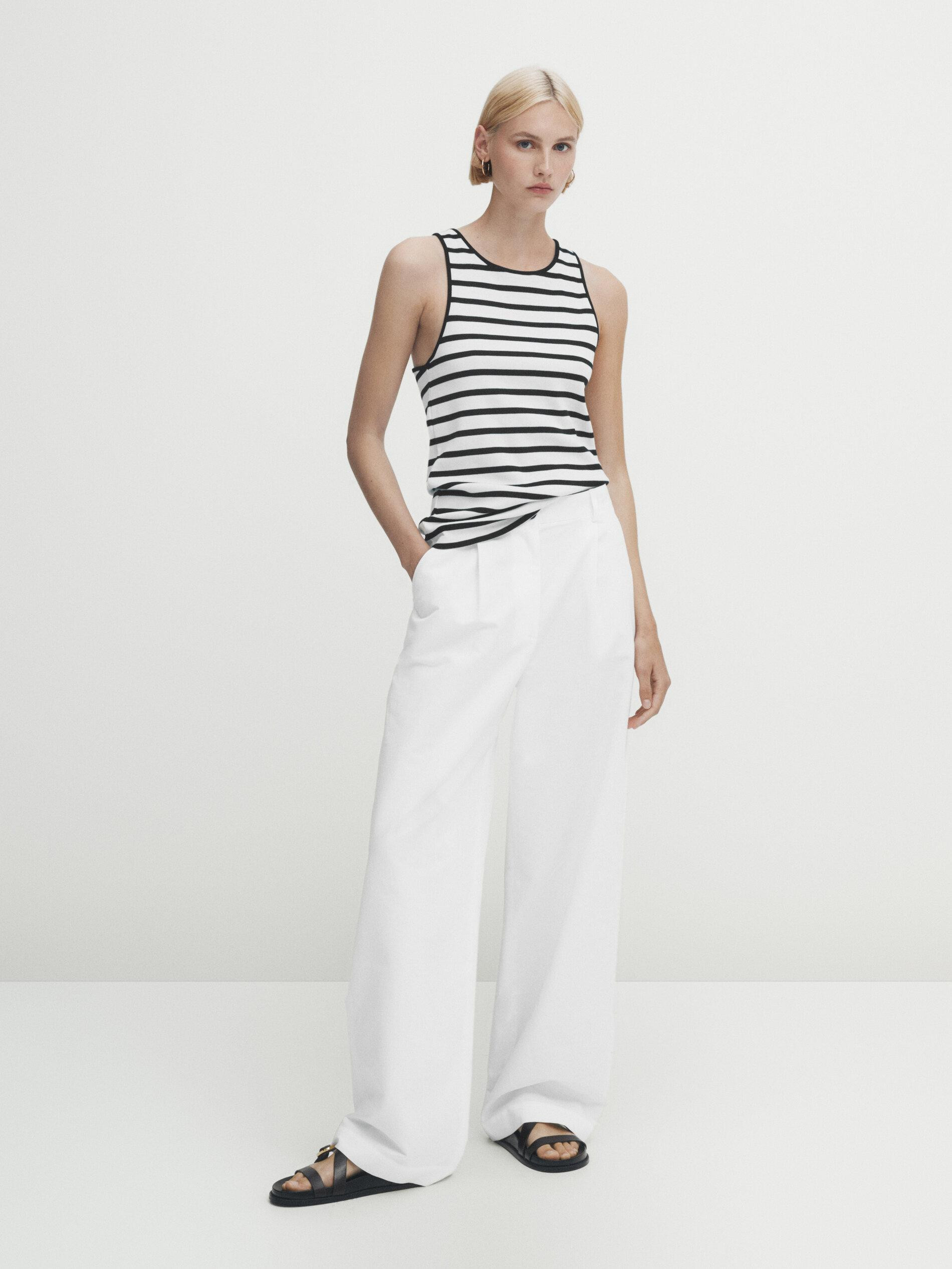 Cotton striped tank top | Massimo Dutti US