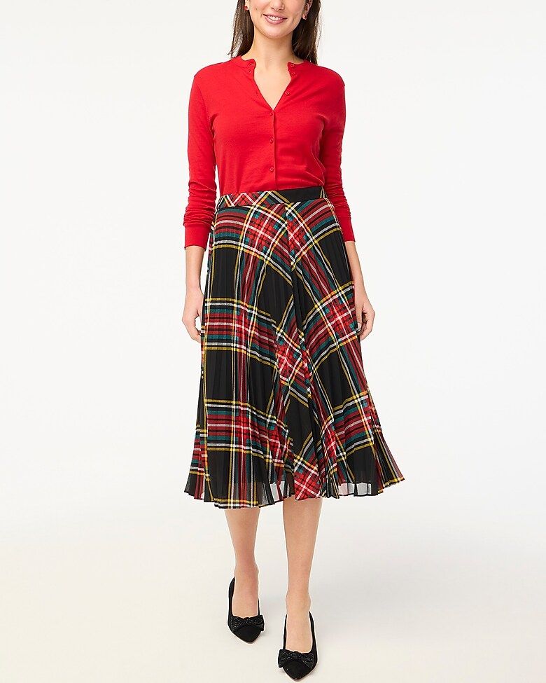 Plaid pleated midi skirt | J.Crew Factory