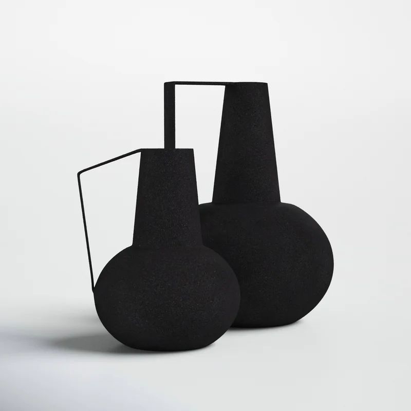 2 Piece Kairo Black Metal Table Vase Set (Set of 2) | Wayfair North America