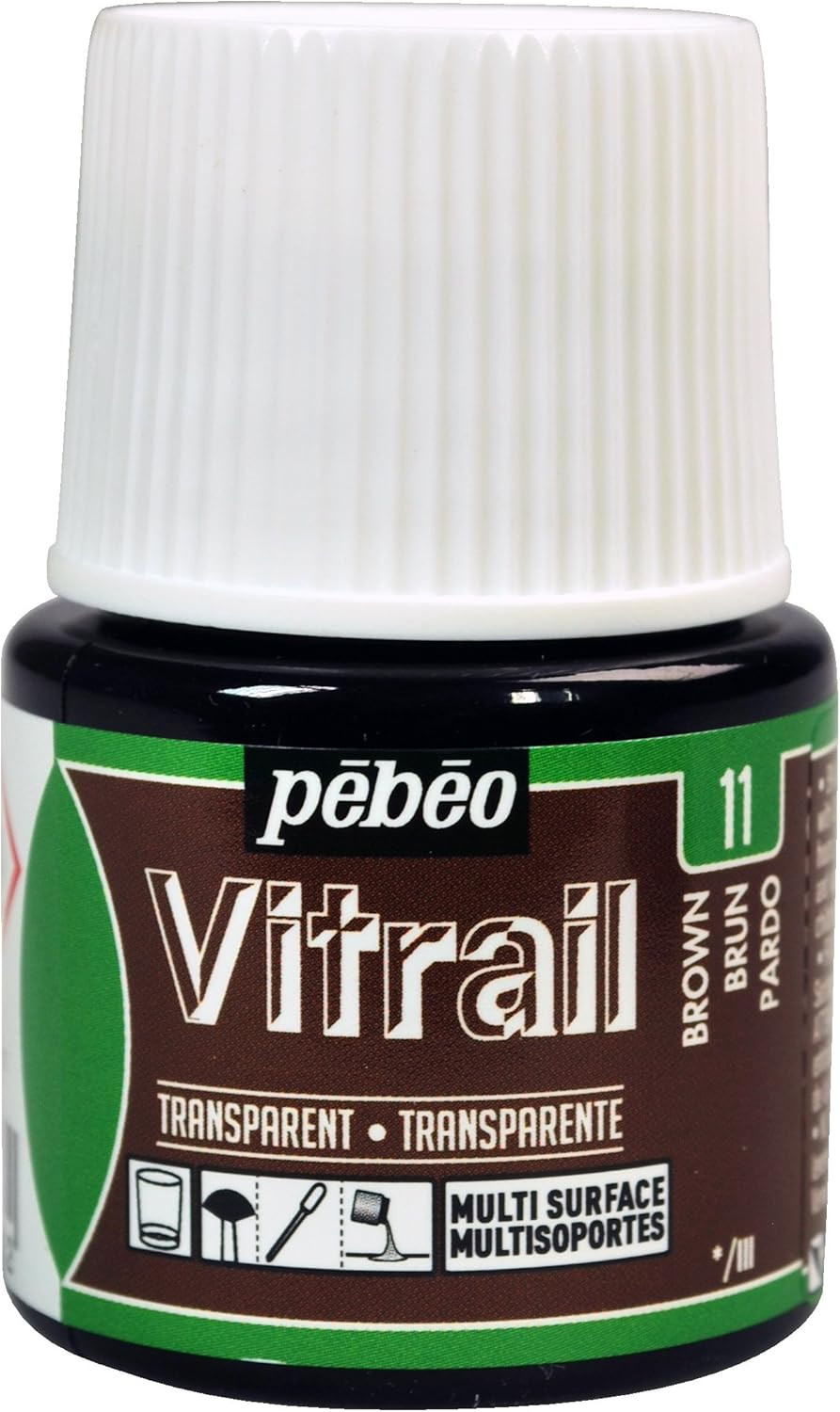 Pebeo Vitrail, Stained Glass Effect Paint, 45 ml Bottle - Brown | Amazon (US)