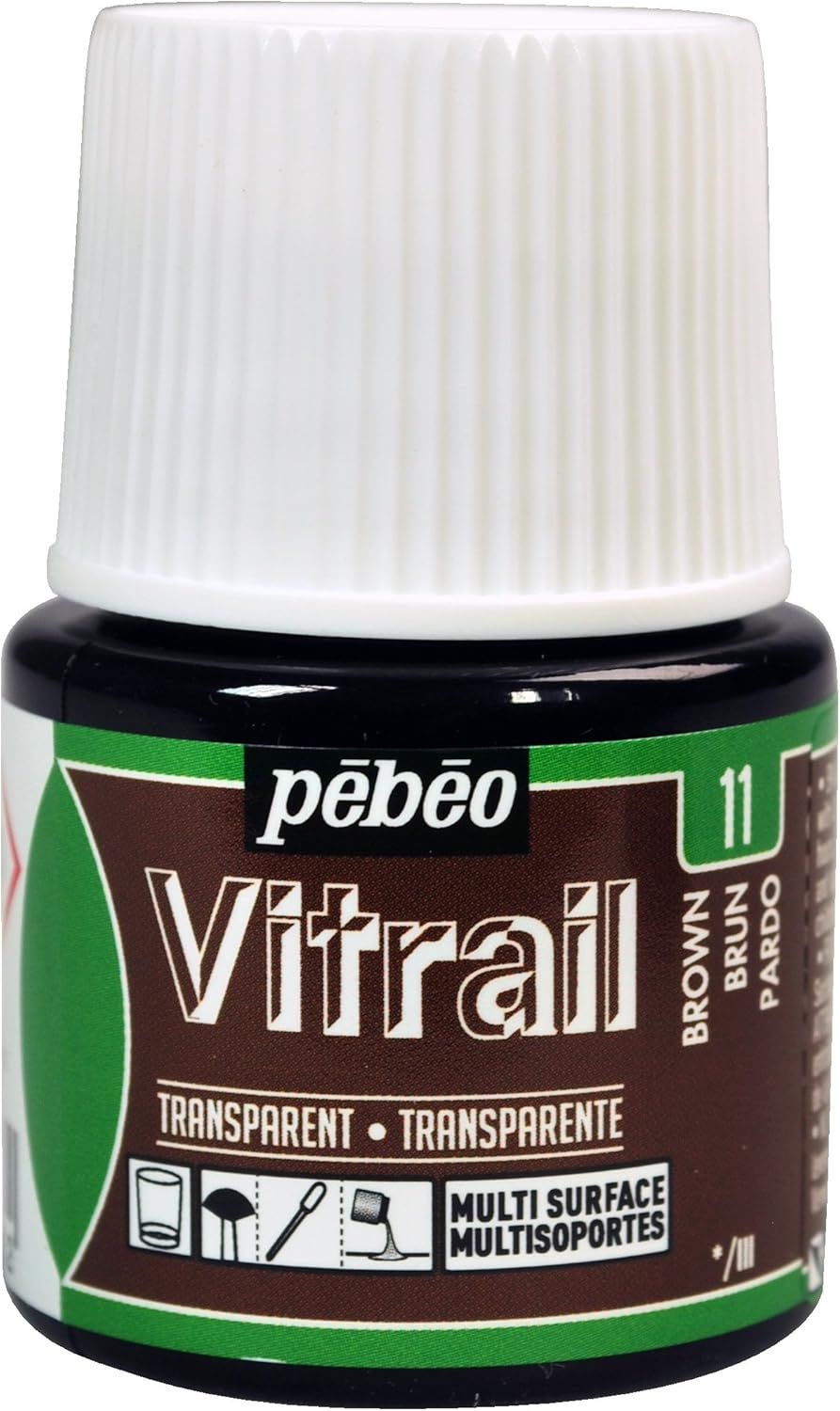 Pebeo Vitrail, Stained Glass Effect Paint, 45 ml Bottle - Brown | Amazon (US)