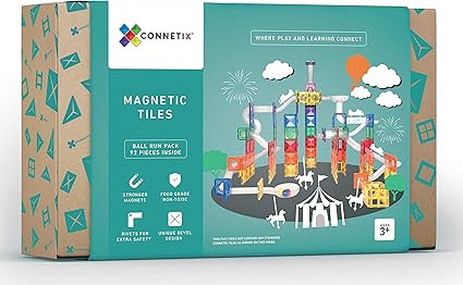 Connetix - Magnetic Building Set - Premium STEM Approved Toy for Kids - 92 Piece Ball Run Pack | Amazon (US)